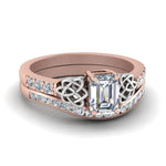 Load image into Gallery viewer, channel-band-emerald-cut-diamond-celtic-bridal-set-in-rose-gold-FDENS2255B2EM-NL-RG
