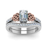 Load image into Gallery viewer, channel-band-emerald-cut-diamond-celtic-bridal-set-in-white-gold-FDENS2255B2EMANGLE5-NL-WG
