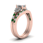 Load image into Gallery viewer, channel-band-emerald-cut-diamond-celtic-bridal-set-with-emerald-in-rose-gold-FDENS2255B2EMGEMGRANGLE2-NL-RG
