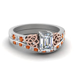 Load image into Gallery viewer, channel-band-emerald-cut-diamond-celtic-bridal-set-with-orange-sapphire-in-white-gold-FDENS2255B2EMGSAOR-NL-WG_d6bd77fd-e81f-4273-94fb-e75f1b8a934b?v=1756980474

