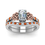 Load image into Gallery viewer, channel-band-emerald-cut-diamond-celtic-bridal-set-with-orange-sapphire-in-white-gold-FDENS2255B2EMGSAORANGLE5-NL-WG_d4b1b20f-4049-4520-93ae-8844bac58049?v=1756980475
