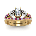Load image into Gallery viewer, channel-band-emerald-cut-diamond-celtic-bridal-set-with-pink-sapphire-in-yellow-gold-FDENS2255B2EMGSADRPIANGLE5-NL-YG_694b48d7-f288-43a0-894c-0832931156e5?v=1756980474

