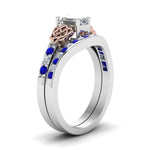 Load image into Gallery viewer, channel-band-emerald-cut-diamond-celtic-bridal-set-with-sapphire-in-white-gold-FDENS2255B2EMGSABLANGLE2-NL-WG?v=1756980378
