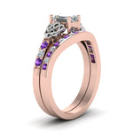 Load image into Gallery viewer, channel-band-emerald-cut-diamond-celtic-bridal-set-with-violet-topaz-in-rose-gold-FDENS2255B2EMGVITOANGLE2-NL-RG
