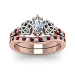 Load image into Gallery viewer, channel-band-marquise-cut-diamond-celtic-bridal-set-with-ruby-in-rose-gold-FDENS2255B2MQGRUDRANGLE5-NL-RG_6578af88-487c-4e48-b60e-bb7d08c5eef2?v=1756980486
