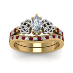 Load image into Gallery viewer, channel-band-marquise-cut-diamond-celtic-bridal-set-with-ruby-in-yellow-gold-FDENS2255B2MQGRUDRANGLE5-NL-YG_3b3e2895-be00-4c1e-b885-596b7251c337?v=1756980487
