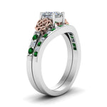 Load image into Gallery viewer, channel-band-princess-cut-diamond-celtic-bridal-set-with-emerald-in-white-gold-FDENS2255B2PRGEMGRANGLE2-NL-WG_31956217-af32-413d-9ff0-ba1d3c61362f?v=1756980497
