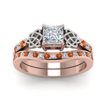 Load image into Gallery viewer, channel-band-princess-cut-diamond-celtic-bridal-set-with-orange-sapphire-in-rose-gold-FDENS2255B2PRGSAORANGLE5-NL-RG_fb0eb31c-463f-4cd9-9304-8c3d7e6bee51?v=1756980496
