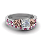 Load image into Gallery viewer, channel-band-princess-cut-diamond-celtic-bridal-set-with-pink-sapphire-in-white-gold-FDENS2255B2PRGSADRPI-NL-WG_917be668-cc85-4cb3-a3aa-907881394931?v=1756980497
