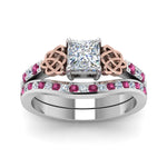 Load image into Gallery viewer, channel-band-princess-cut-diamond-celtic-bridal-set-with-pink-sapphire-in-white-gold-FDENS2255B2PRGSADRPIANGLE5-NL-WG_6d358375-3d9a-48ee-bbc0-61d33495bbe4?v=1756980496
