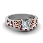 Load image into Gallery viewer, channel-band-princess-cut-diamond-celtic-bridal-set-with-ruby-in-white-gold-FDENS2255B2PRGRUDR-NL-WG_e1b47611-46b3-4bee-a7ef-3691e8e2cd45?v=1756980497
