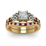 Load image into Gallery viewer, channel-band-princess-cut-diamond-celtic-bridal-set-with-ruby-in-yellow-gold-FDENS2255B2PRGRUDRANGLE5-NL-YG_dc08ca6f-c405-468a-9445-b28ce20f9c5f?v=1756980496
