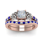 Load image into Gallery viewer, channel-band-princess-cut-diamond-celtic-bridal-set-with-sapphire-in-rose-gold-FDENS2255B2PRGSABLANGLE5-NL-RG_69b18e3d-95db-482b-80be-ad34232dfa00?v=1756980496
