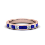 Load image into Gallery viewer, channel-princess-cut-diamond-wedding-band-1-carat-with-blue-sapphire-in-14K-rose-gold-FD8382-1.0CTBGSABL-NL-RG
