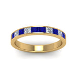 Load image into Gallery viewer, channel-princess-cut-diamond-wedding-band-1-carat-with-blue-sapphire-in-14K-yellow-gold-FD8382-1.0CTBGSABLANGLE5-NL-YG
