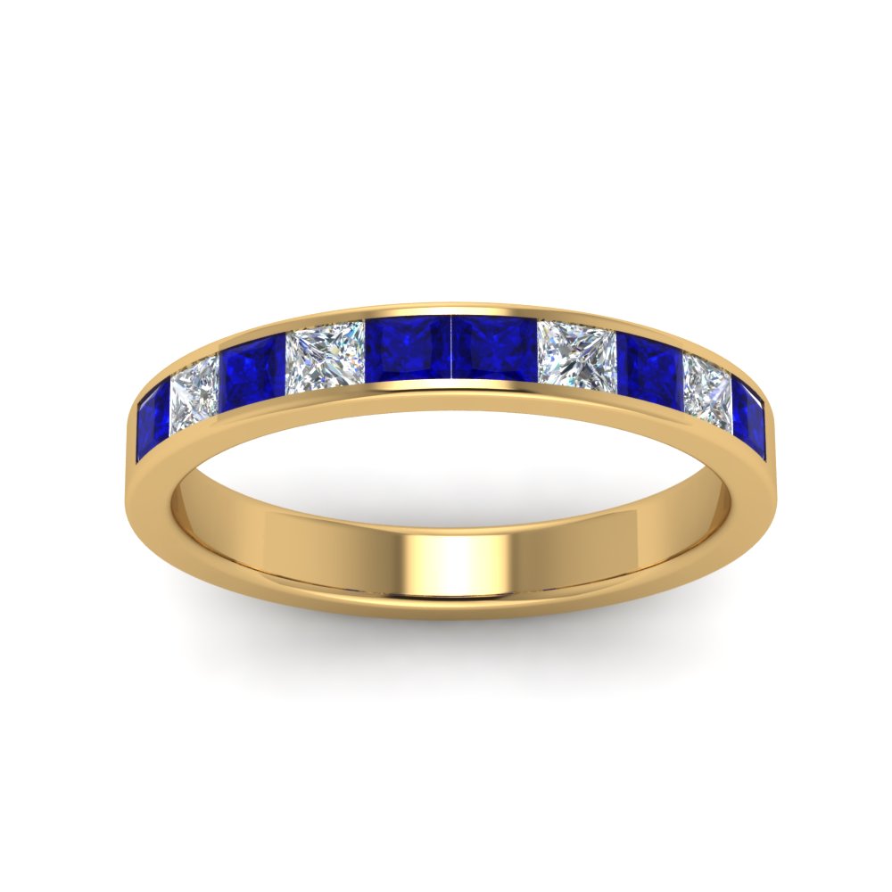 channel-princess-cut-diamond-wedding-band-1-carat-with-blue-sapphire-in-14K-yellow-gold-FD8382-1.0CTBGSABLANGLE5-NL-YG