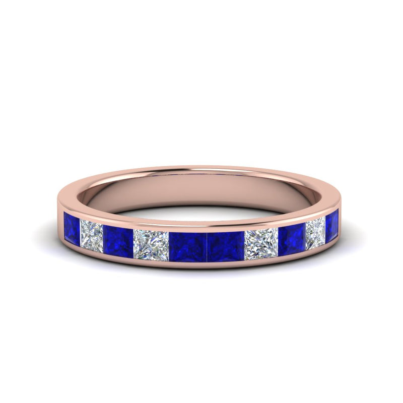 channel-princess-cut-diamond-wedding-band-1-carat-with-blue-sapphire-in-18K-rose-gold-FD8382-1.0CTBGSABL-NL-RG