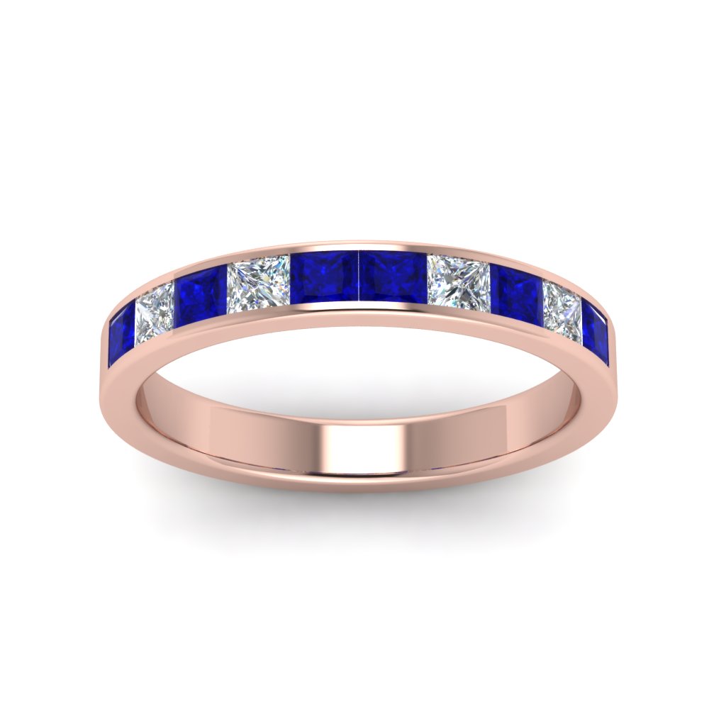 channel-princess-cut-diamond-wedding-band-1-carat-with-blue-sapphire-in-18K-rose-gold-FD8382-1.0CTBGSABLANGLE5-NL-RG