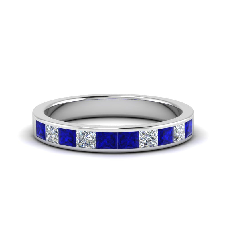 channel-princess-cut-diamond-wedding-band-1-carat-with-blue-sapphire-in-18K-white-gold-FD8382-1.0CTBGSABL-NL-WG