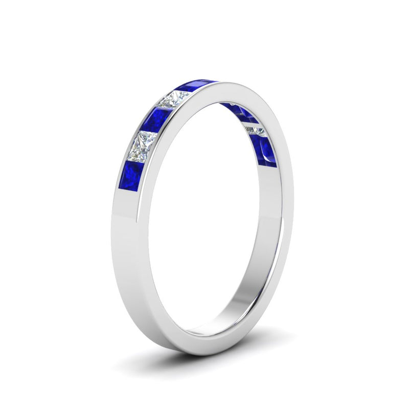 channel-princess-cut-diamond-wedding-band-1-carat-with-blue-sapphire-in-18K-white-gold-FD8382-1.0CTBGSABLANGLE2-NL-WG