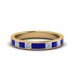 Load image into Gallery viewer, channel-princess-cut-diamond-wedding-band-1-carat-with-blue-sapphire-in-18K-yellow-gold-FD8382-1.0CTBGSABL-NL-YG
