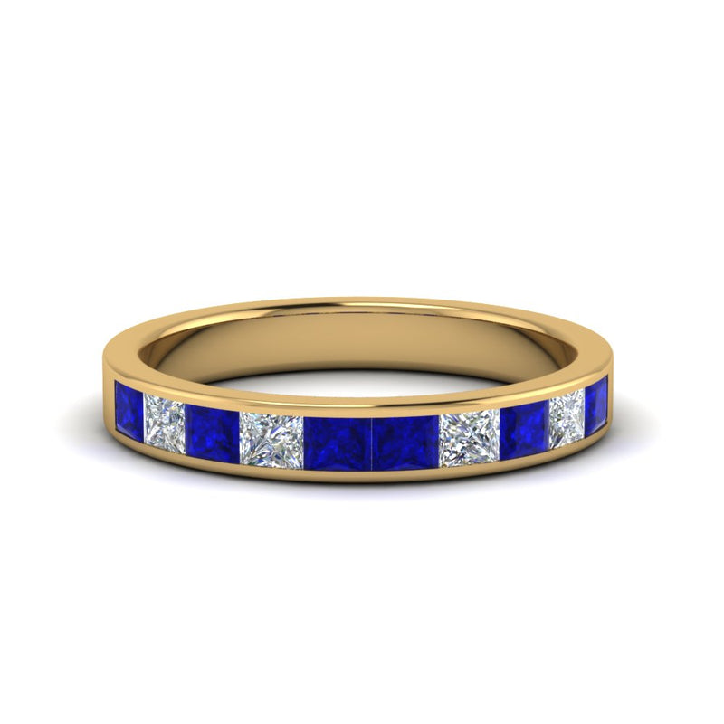 channel-princess-cut-diamond-wedding-band-1-carat-with-blue-sapphire-in-18K-yellow-gold-FD8382-1.0CTBGSABL-NL-YG