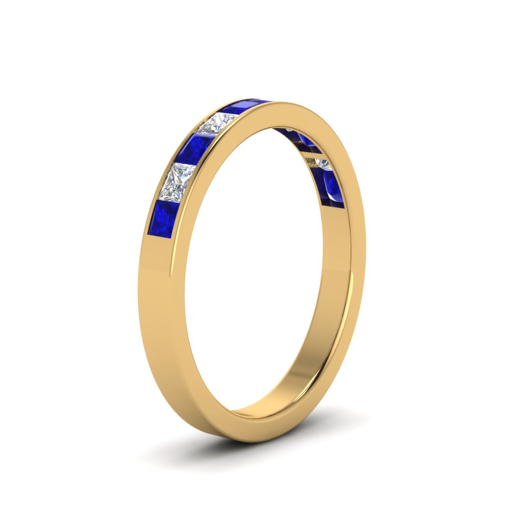 channel-princess-cut-diamond-wedding-band-1-carat-with-blue-sapphire-in-18K-yellow-gold-FD8382-1.0CTBGSABLANGLE2-NL-YG