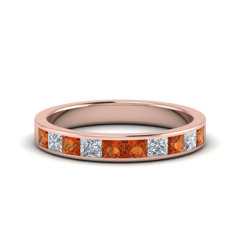 channel-princess-cut-diamond-wedding-band-1-carat-with-orange-sapphire-in-14K-rose-gold-FD8382-1.0CTBGSAOR-NL-RG