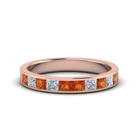 channel-princess-cut-diamond-wedding-band-1-carat-with-orange-sapphire-in-18K-rose-gold-FD8382-1.0CTBGSAOR-NL-RG