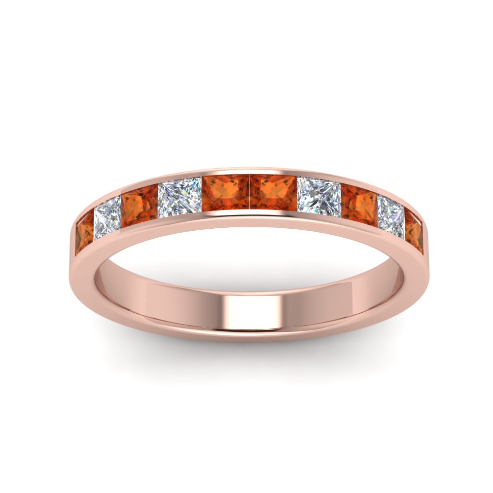 channel-princess-cut-diamond-wedding-band-1-carat-with-orange-sapphire-in-18K-rose-gold-FD8382-1.0CTBGSAORANGLE5-NL-RG