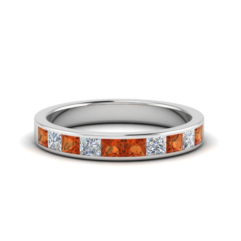 channel-princess-cut-diamond-wedding-band-1-carat-with-orange-sapphire-in-18K-white-gold-FD8382-1.0CTBGSAOR-NL-WG