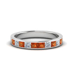 Load image into Gallery viewer, channel-princess-cut-diamond-wedding-band-1-carat-with-orange-sapphire-in-950-Platinum-FD8382-1.0CTBGSAOR-NL-WG
