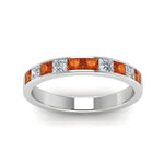 Load image into Gallery viewer, channel-princess-cut-diamond-wedding-band-1-carat-with-orange-sapphire-in-950-Platinum-FD8382-1.0CTBGSAORANGLE5-NL-WG
