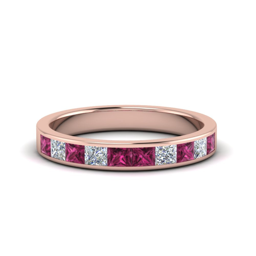 channel-princess-cut-diamond-wedding-band-1-carat-with-pink-sapphire-in-14K-rose-gold-FD8382-1.0CTBGSADRPI-NL-RG
