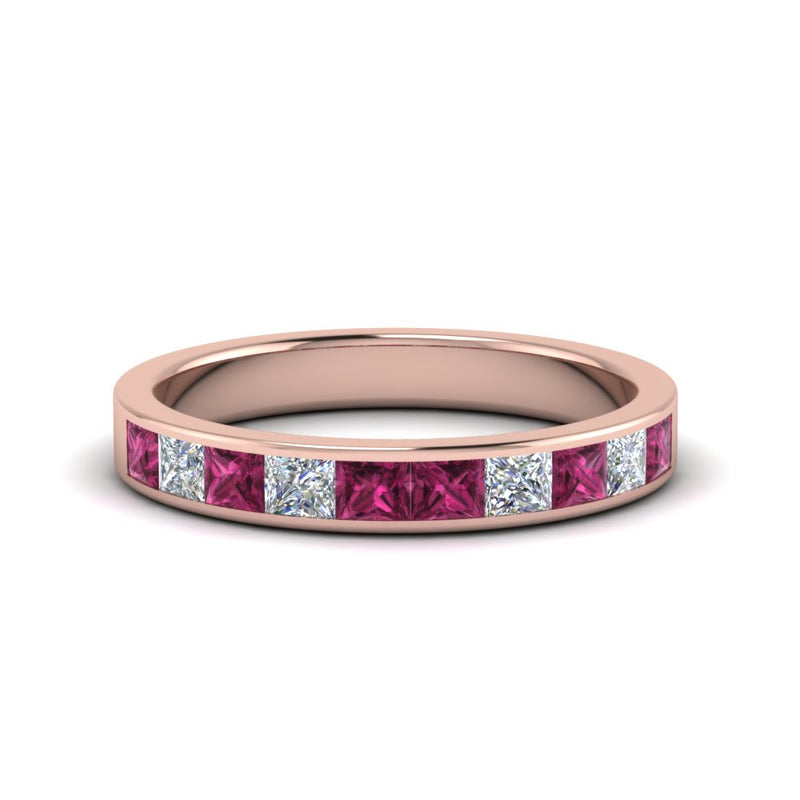 channel-princess-cut-diamond-wedding-band-1-carat-with-pink-sapphire-in-18K-rose-gold-FD8382-1.0CTBGSADRPI-NL-RG