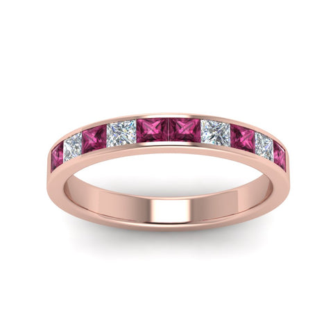 channel-princess-cut-diamond-wedding-band-1-carat-with-pink-sapphire-in-18K-rose-gold-FD8382-1.0CTBGSADRPIANGLE5-NL-RG