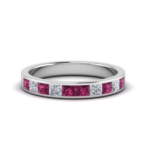 channel-princess-cut-diamond-wedding-band-1-carat-with-pink-sapphire-in-950-Platinum-FD8382-1.0CTBGSADRPI-NL-WG