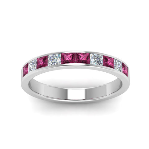 channel-princess-cut-diamond-wedding-band-1-carat-with-pink-sapphire-in-950-Platinum-FD8382-1.0CTBGSADRPIANGLE5-NL-WG