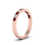 Load image into Gallery viewer, channel-princess-cut-diamond-wedding-band-1-carat-with-ruby-in-14K-rose-gold-FD8382-1.0CTBGRUDRANGLE2-NL-RG
