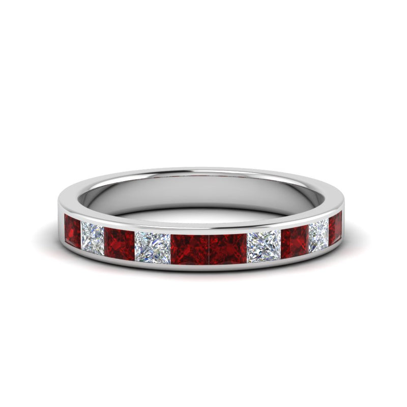 channel-princess-cut-diamond-wedding-band-1-carat-with-ruby-in-14K-white-gold-FD8382-1.0CTBGRUDR-NL-WG