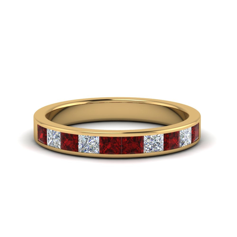 channel-princess-cut-diamond-wedding-band-1-carat-with-ruby-in-14K-yellow-gold-FD8382-1.0CTBGRUDR-NL-YG