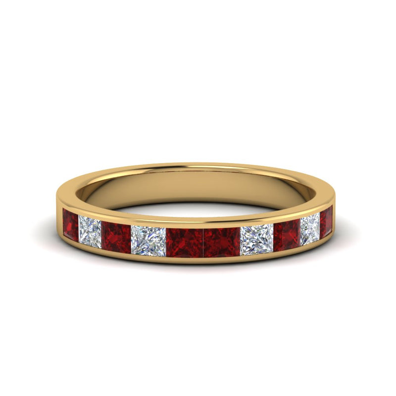 channel-princess-cut-diamond-wedding-band-1-carat-with-ruby-in-14K-yellow-gold-FD8382-1.0CTBGRUDR-NL-YG