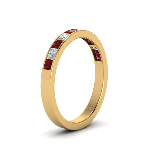 channel-princess-cut-diamond-wedding-band-1-carat-with-ruby-in-14K-yellow-gold-FD8382-1.0CTBGRUDRANGLE2-NL-YG