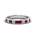 Thumbnail 98 - channel-princess-cut-diamond-wedding-band-1-carat-with-ruby-in-18K-white-gold-FD8382-1.0CTBGRUDR-NL-WG