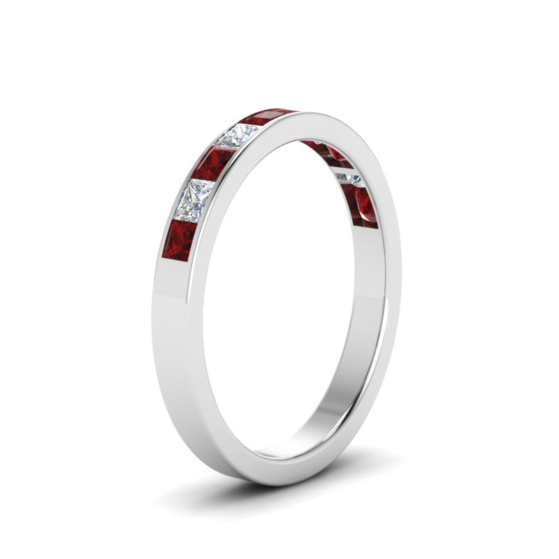 channel-princess-cut-diamond-wedding-band-1-carat-with-ruby-in-18K-white-gold-FD8382-1.0CTBGRUDRANGLE2-NL-WG