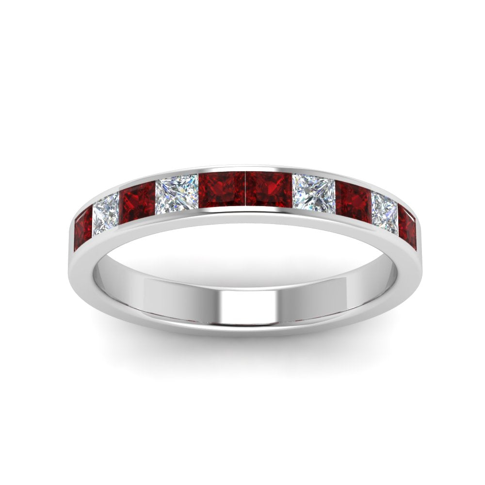 channel-princess-cut-diamond-wedding-band-1-carat-with-ruby-in-18K-white-gold-FD8382-1.0CTBGRUDRANGLE5-NL-WG