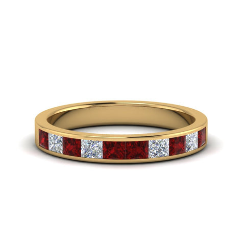 channel-princess-cut-diamond-wedding-band-1-carat-with-ruby-in-18K-yellow-gold-FD8382-1.0CTBGRUDR-NL-YG