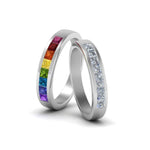 Load image into Gallery viewer, Channel Rainbow With Diamond Band For Lesbian