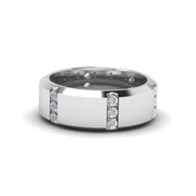 Channel Set 3 Stone Mens Anniversary Ring