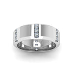 Load image into Gallery viewer, Channel Set 3 Stone Mens Anniversary Ring
